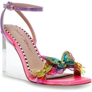 Betsey Johnson Women's Apolo Ankle Strap Butterfly Wedge Sandal Size 7.5